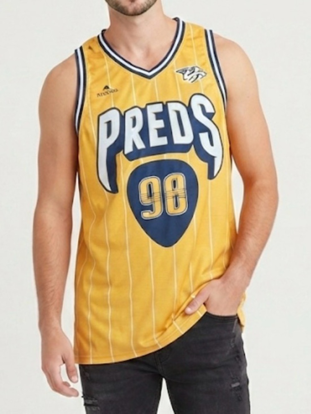 Preds 98 Yellow Sleeveless Basketball Sports Jersey Men’s Size XL